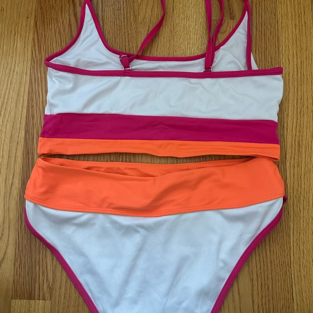 Zaful Pink, White & Orange Bikini Set - Picture 5 of 6